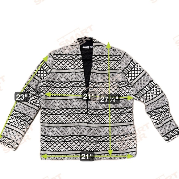 Kim Rogers Black & White Aztec Print Open Front Cardigan Sweater Size XL - Picture 4 of 4